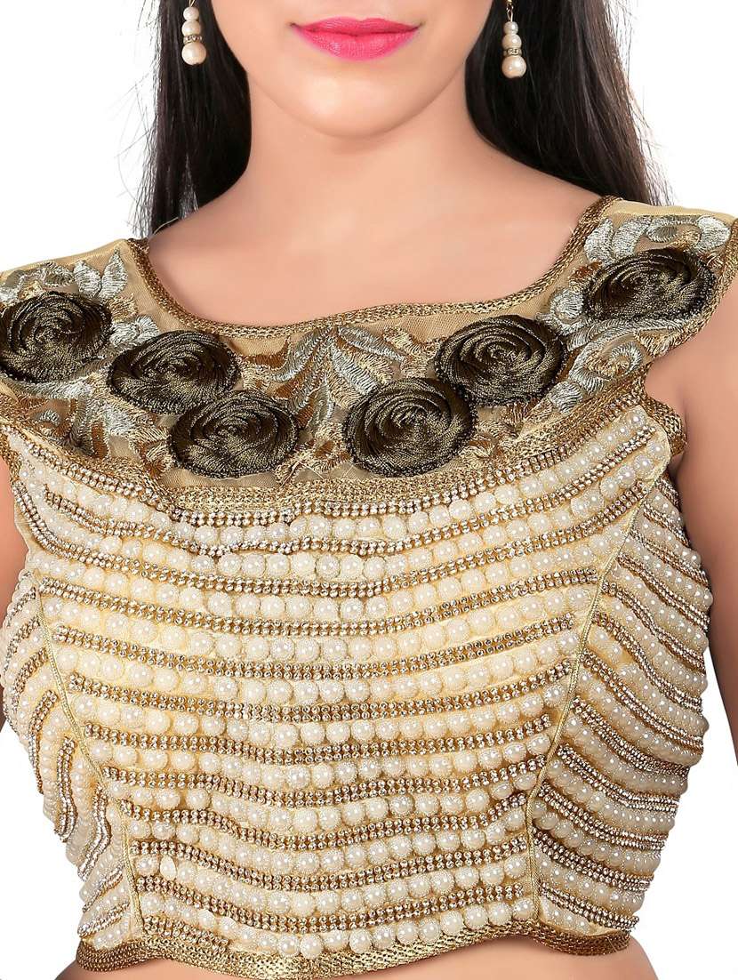 gold silk embroidered blouse