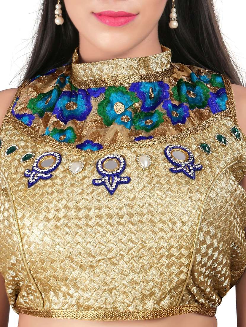 gold silk embroidered blouse