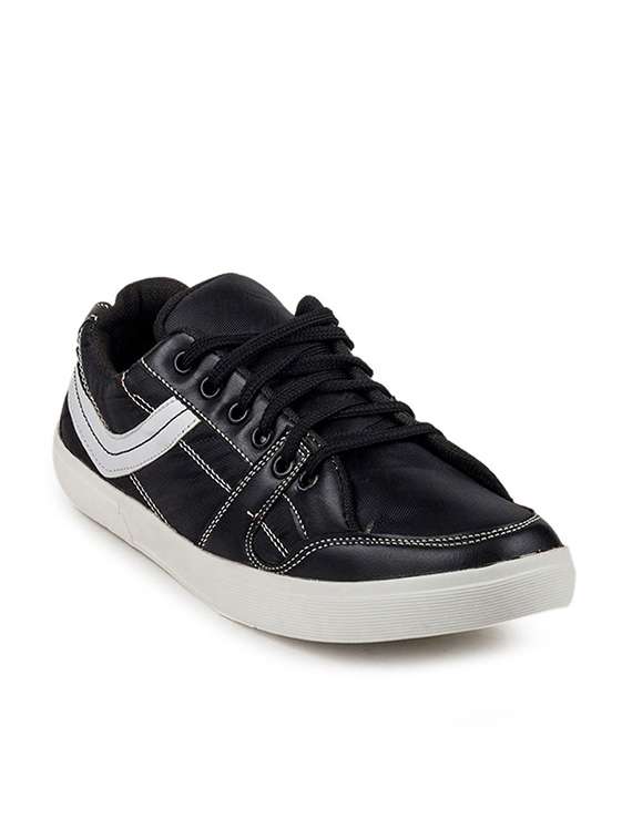 black synthetic lace up shoes