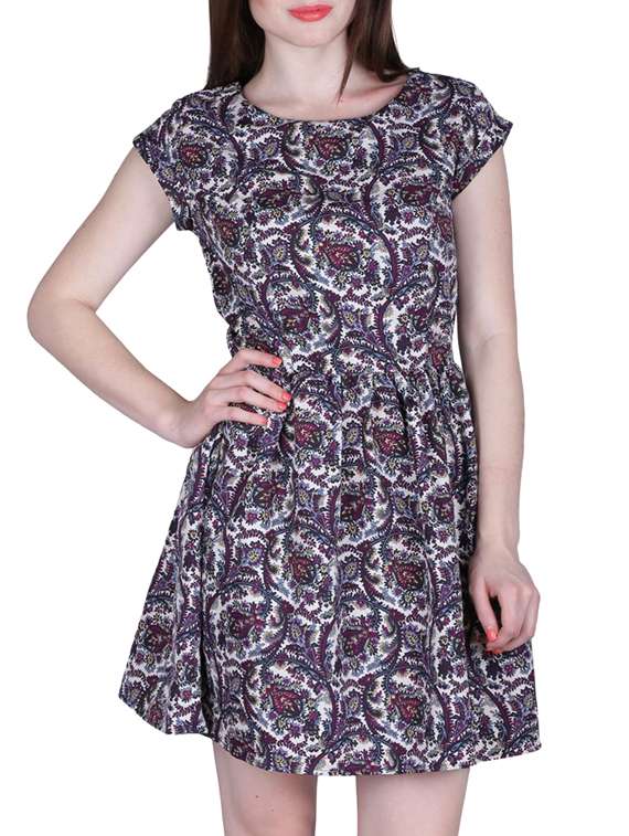 red printed chiffon dress