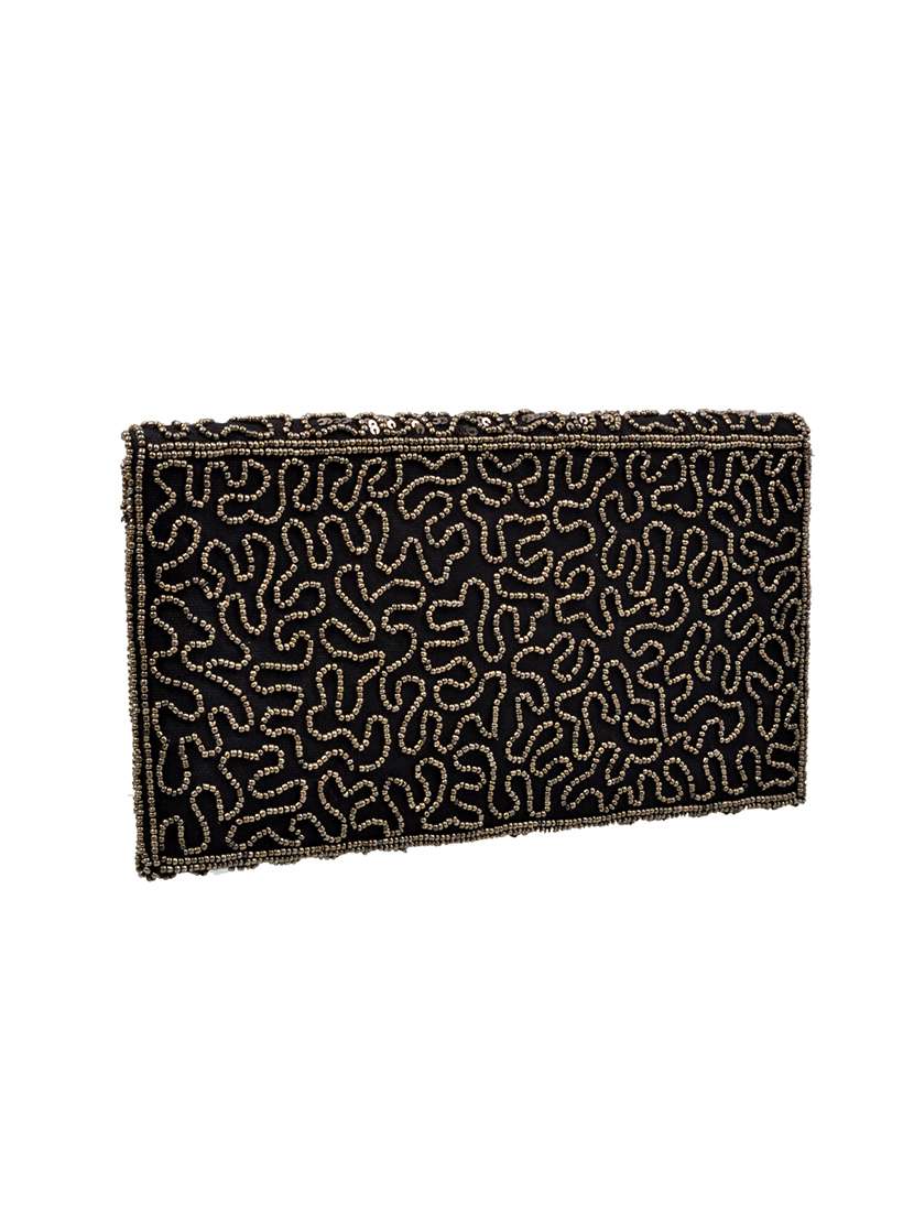 black cotton embellished clutch - 11912489 -  Standard Image - 1