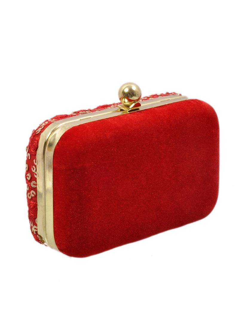 red cotton embroidered box clutch - 11912495 - Standard Image - 1