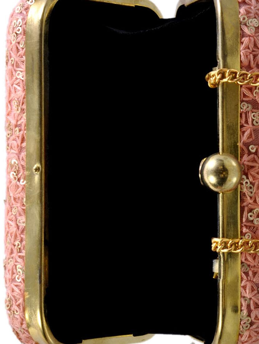 pink cotton embroidered box clutch - 11912504 -  Standard Image - 1