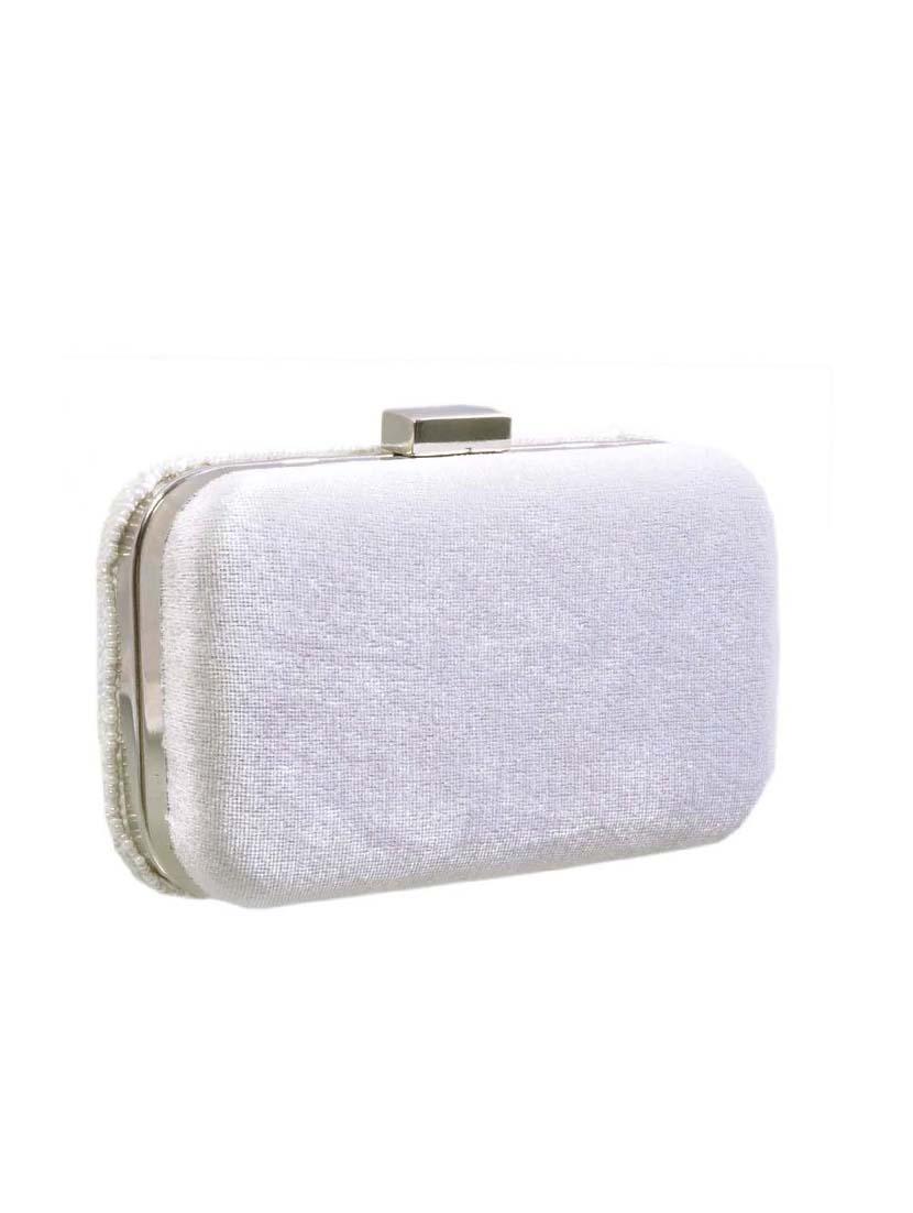 white cotton embellished box clutch - 11912508 - Standard Image - 1