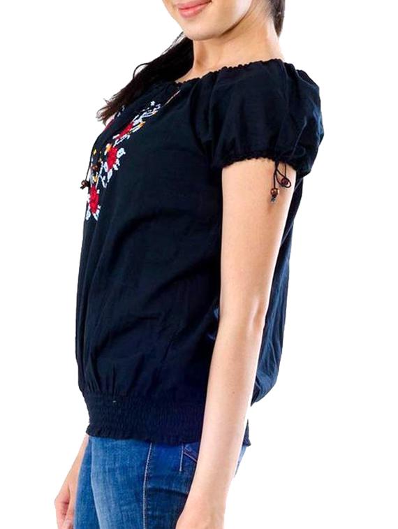 Black Fl Embroidered Cotton Top By Amadore Online Ping Black Fl Embroidered Cotton Top 11912559 Zoom Image 2
