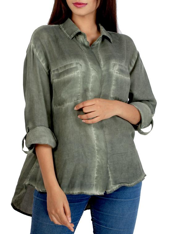 green viscose shirt - 11914004 - Standard Image - 1