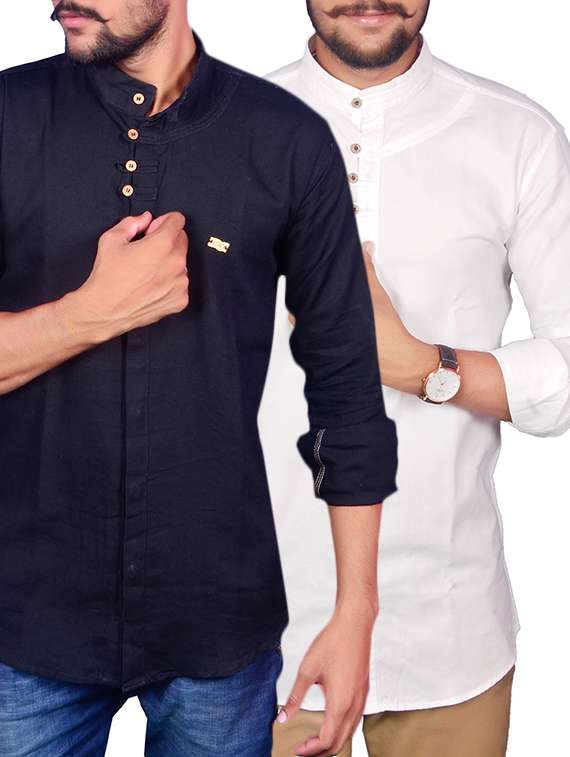 multi color linen casual shirt, set of 2