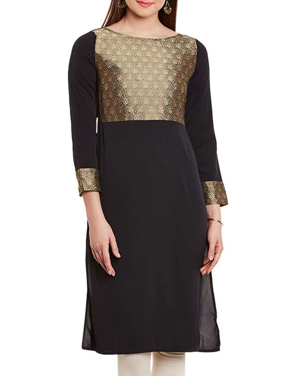 gold none straight kurta