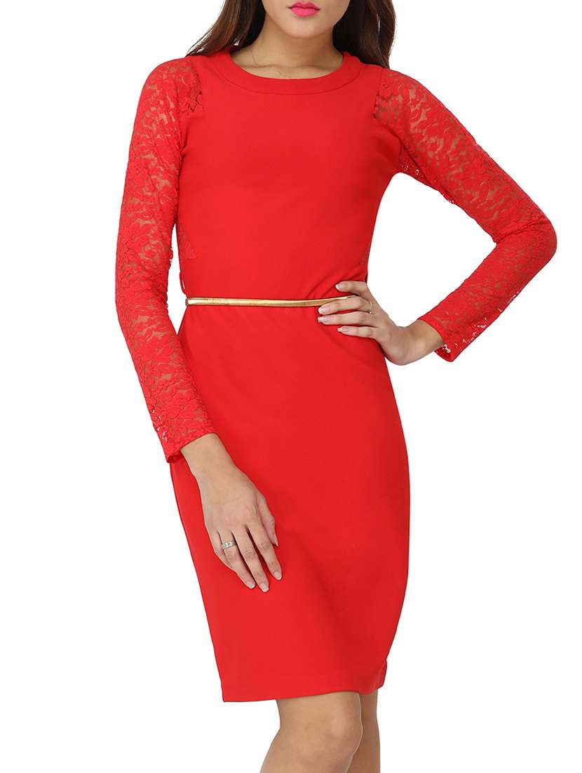 red sheath dress
