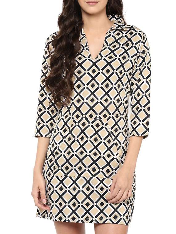 geometric print sheath dress