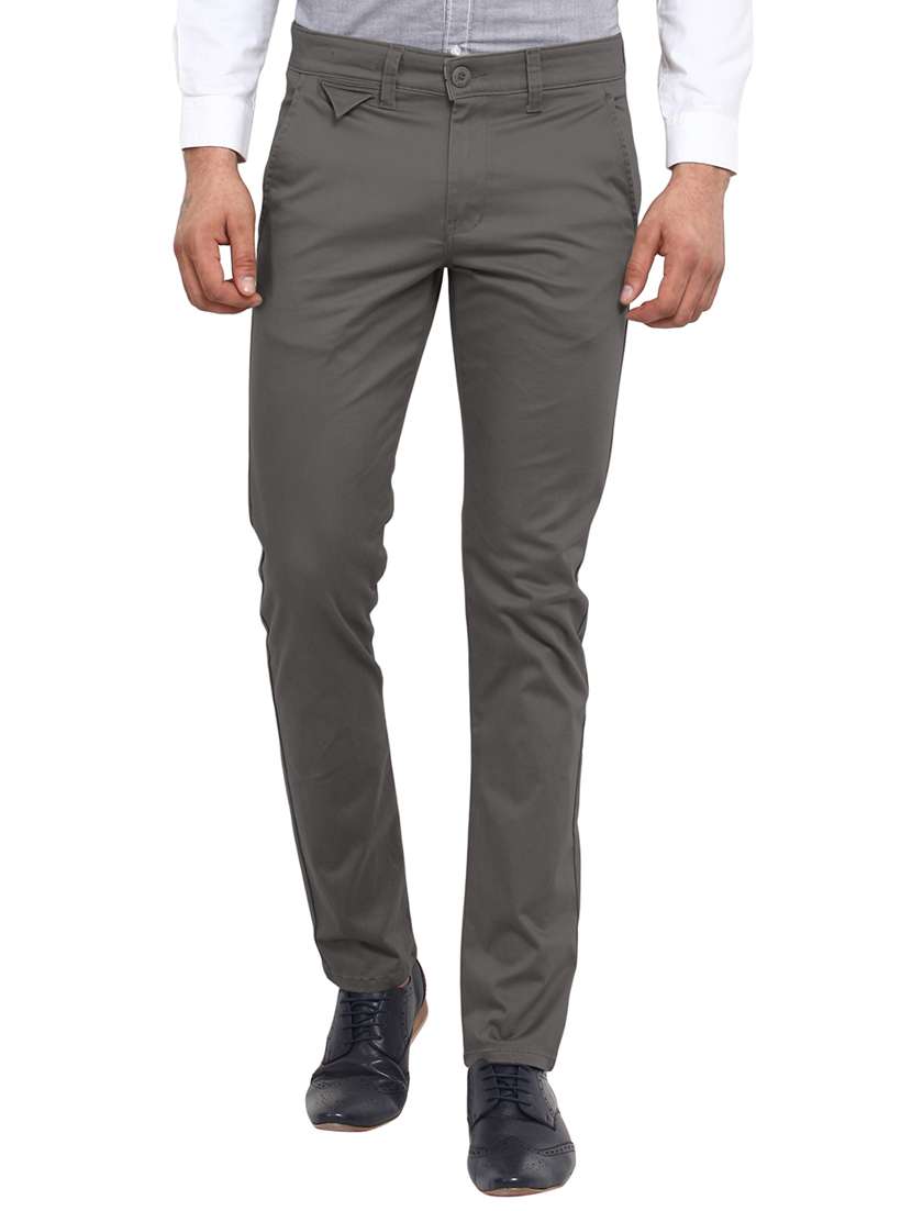 grey satin chinos casual trousers