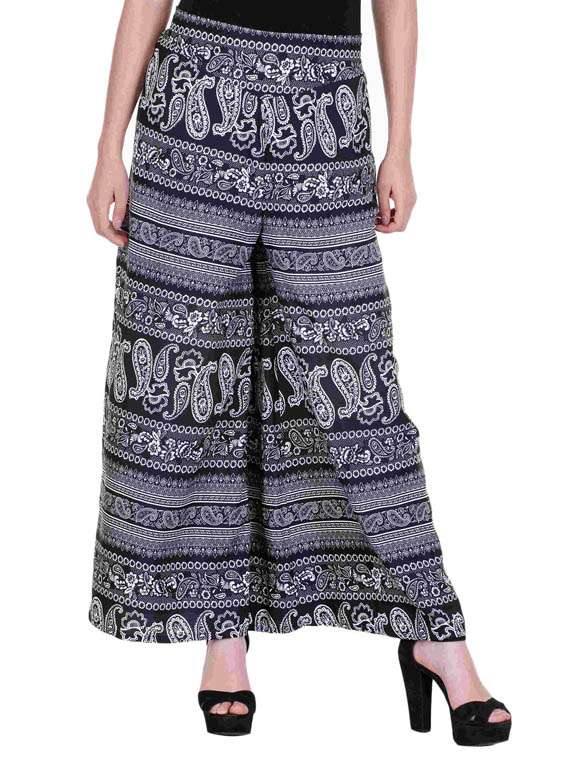 black printed crepe palazzo
