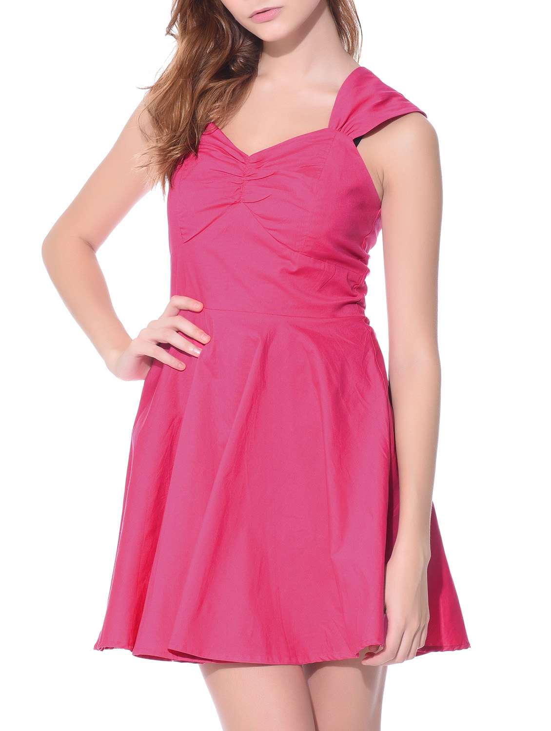 solid pink cotton dress