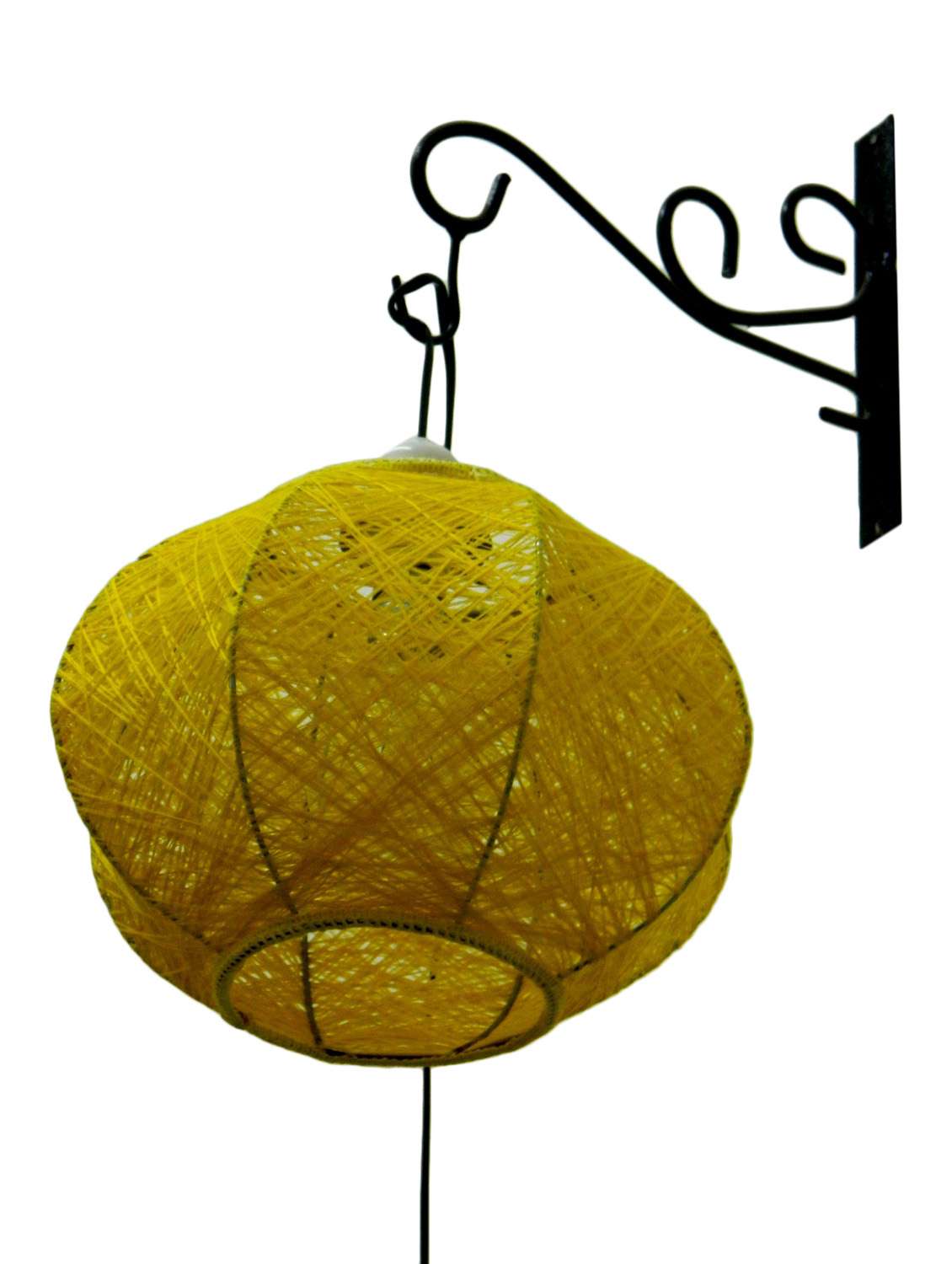yellow metal and fabric table lamp