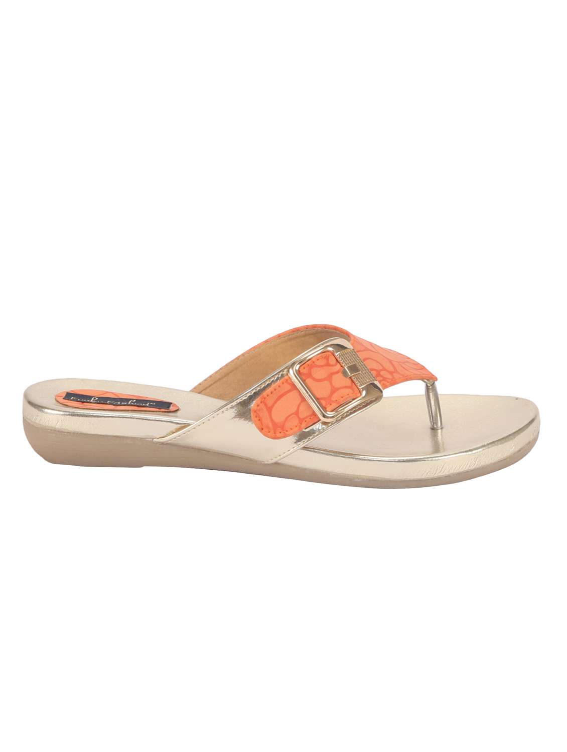 orange pu slip on sandals - 12085167 - Standard Image - 1