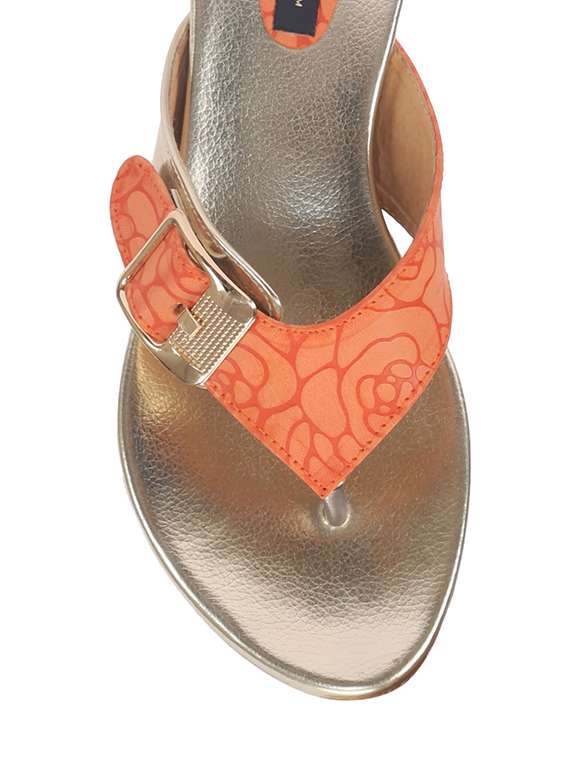 orange pu slip on sandals - 12085167 - Standard Image - 4