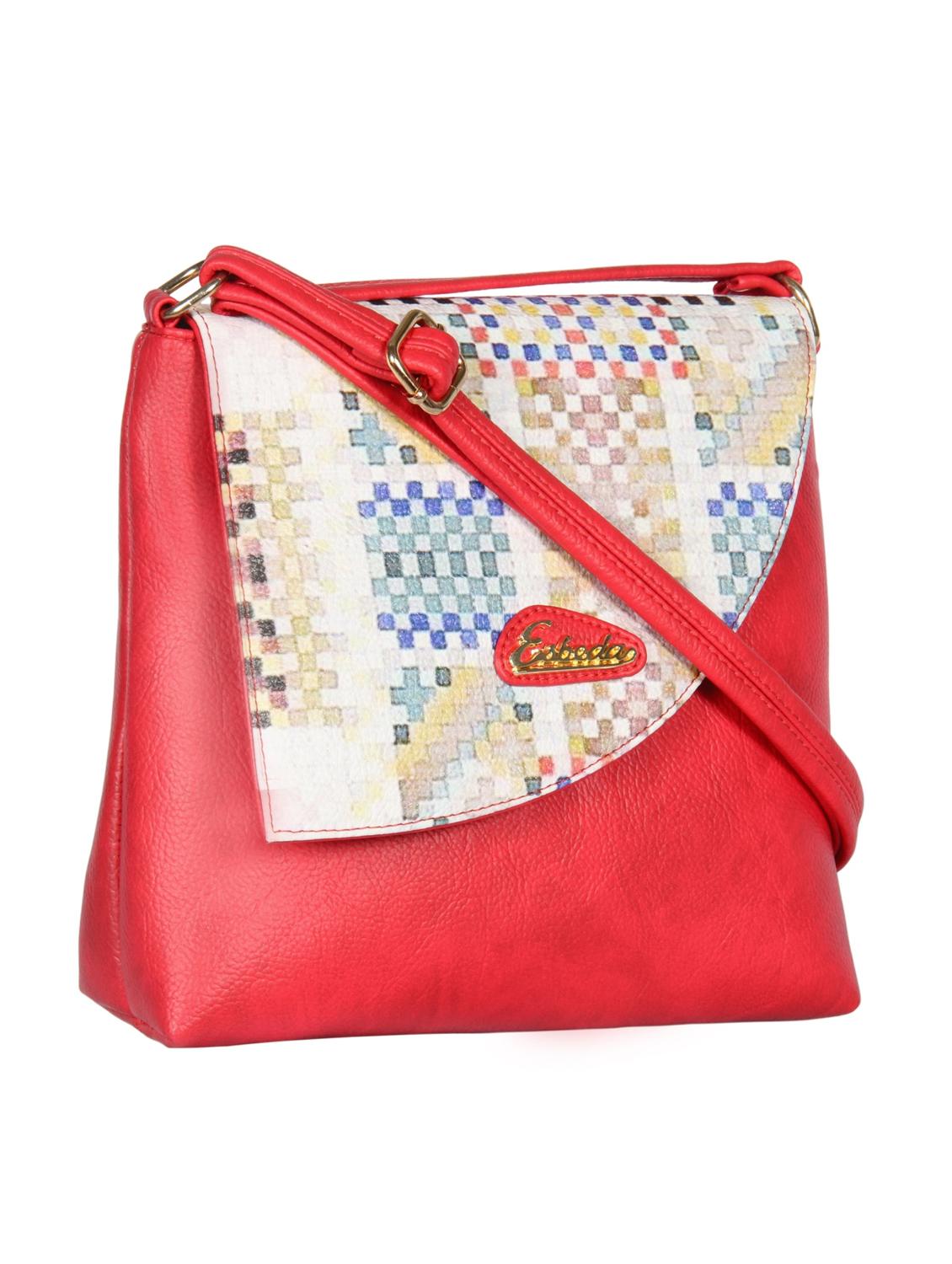 red synthetic leather sling bag - 12086440 - Standard Image - 4