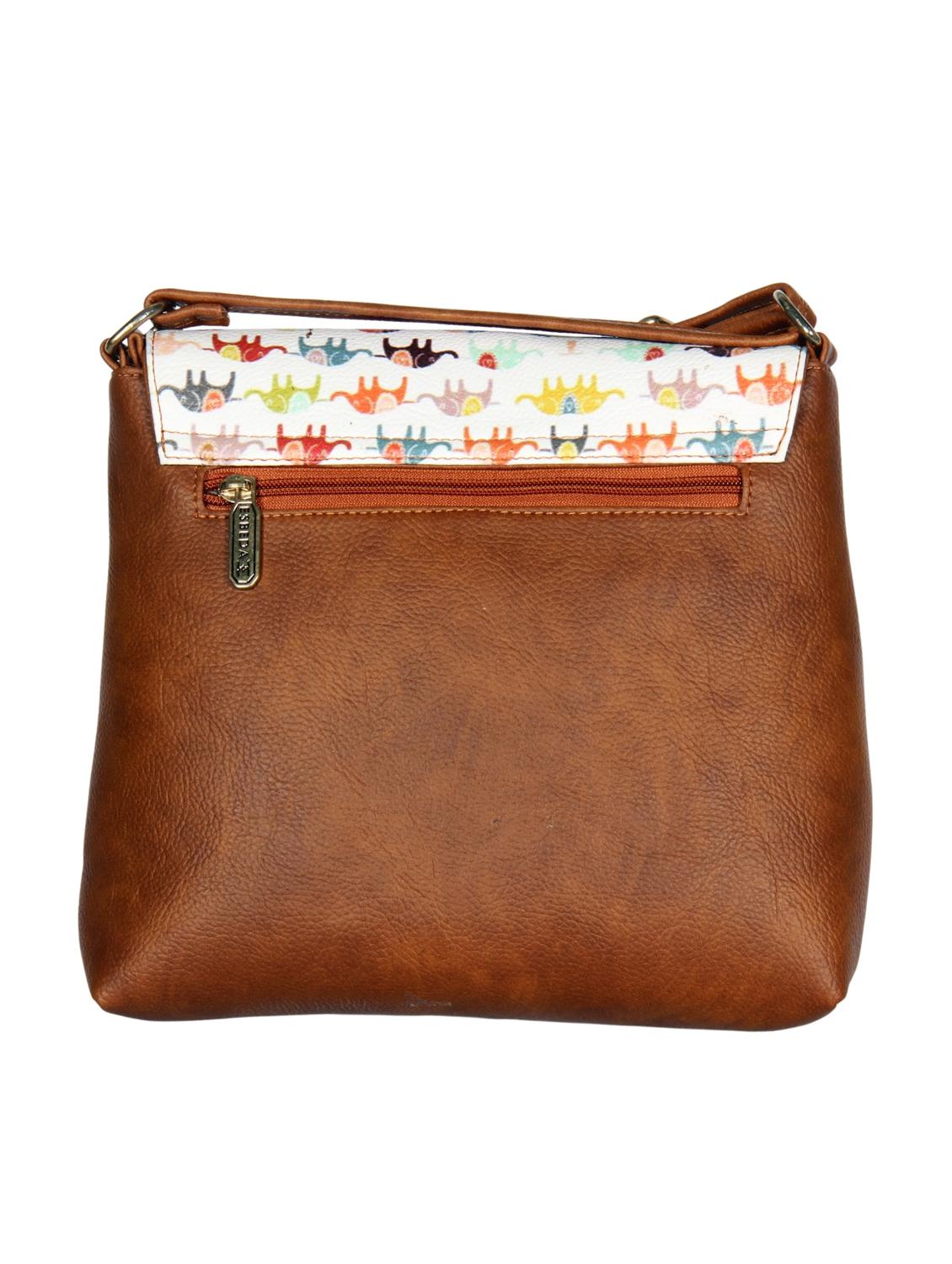 brown synthetic leather sling bag - 12086445 -  Standard Image - 1