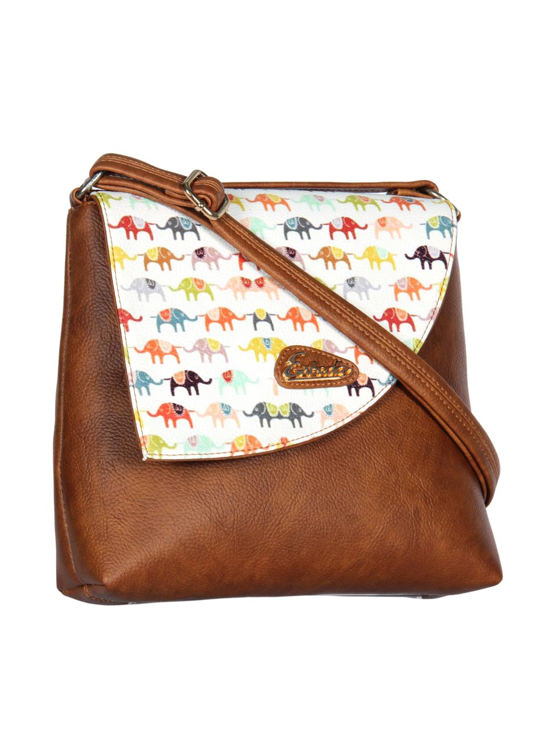 brown synthetic leather sling bag - 12086445 - Standard Image - 4