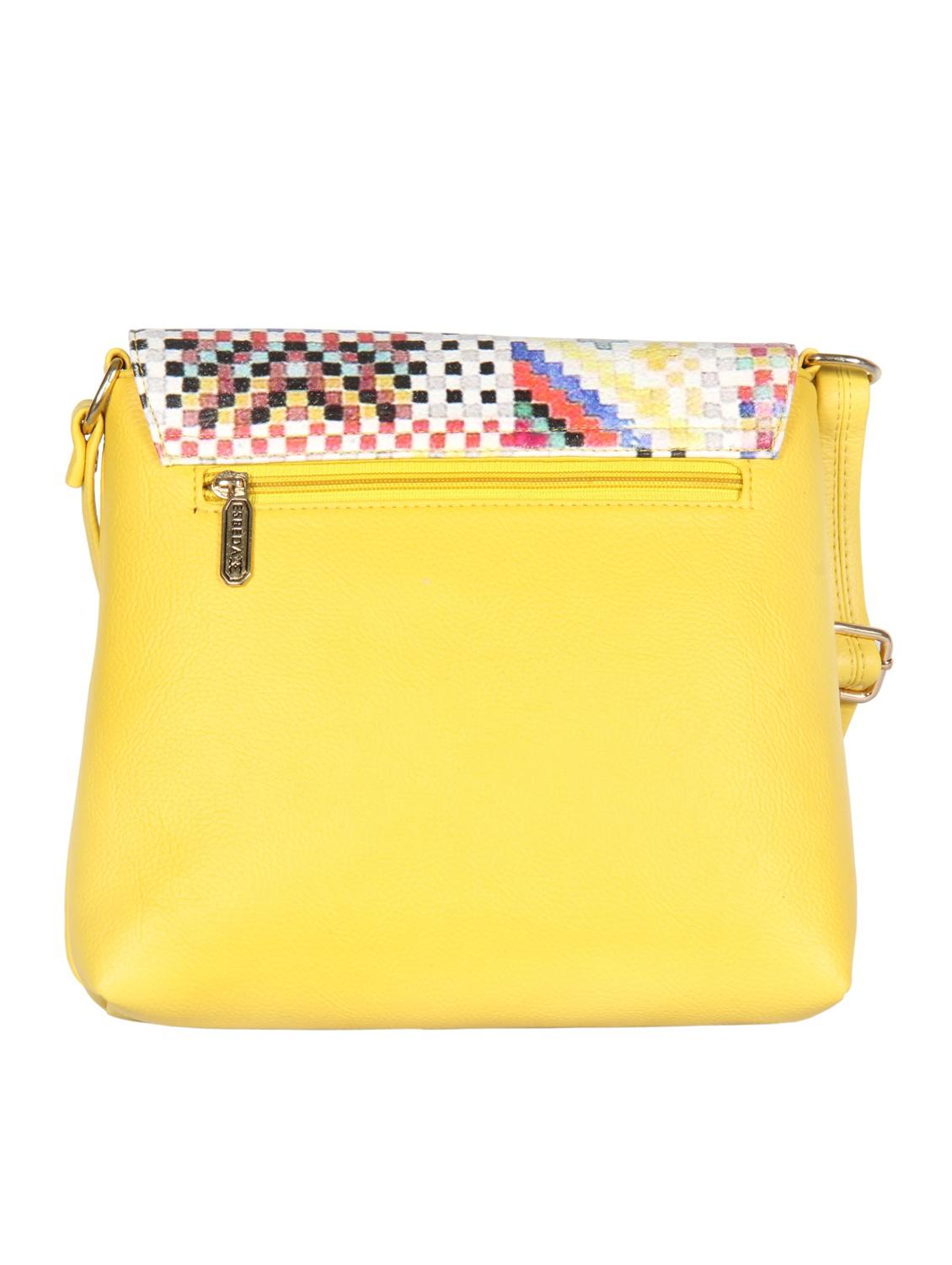 yellow synthetic leather sling bag - 12086447 - Standard Image - 1