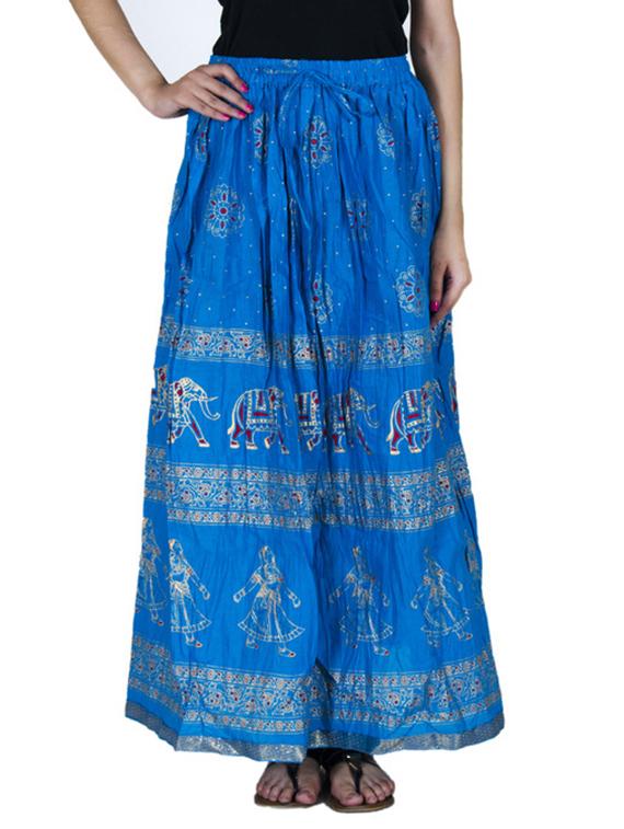 blue cotton maxi skirt