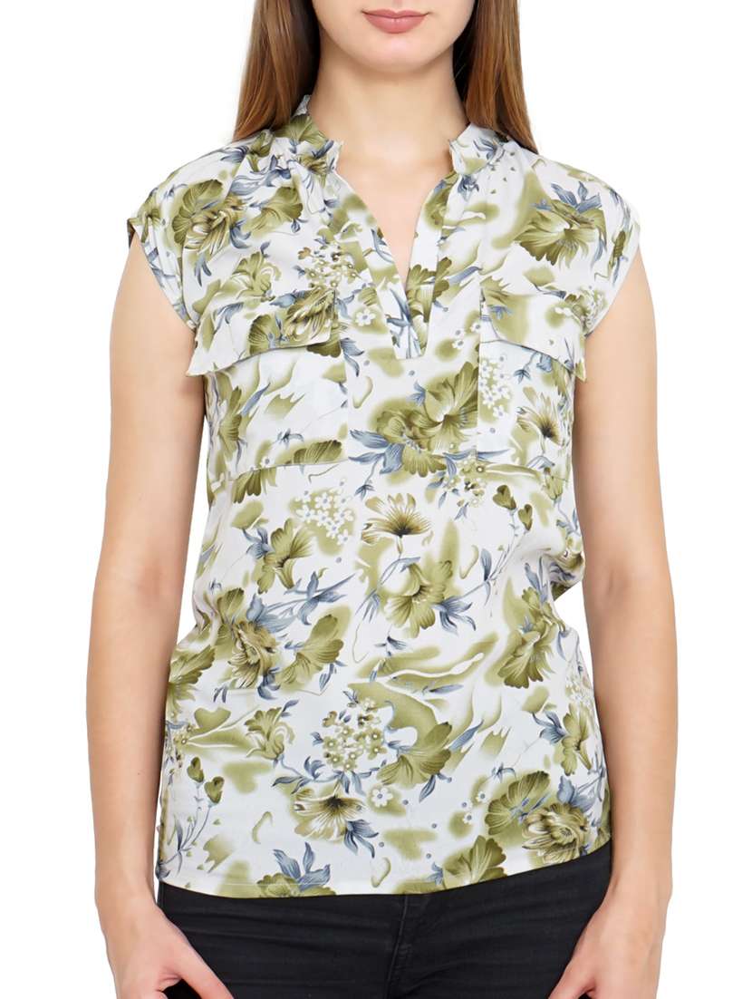floral print poly crepe top