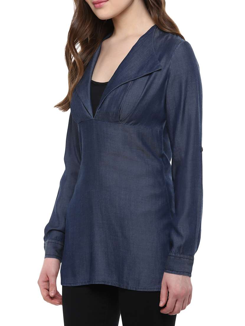 women's straight lapel neck top - 12089854 -  Standard Image - 1