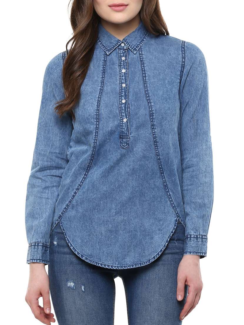 blue denim top