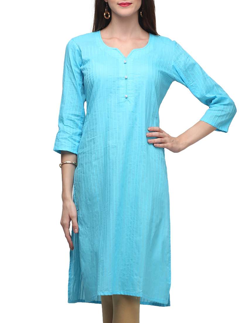 sky blue cotton straight kurta