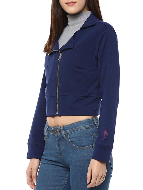 blue cotton crop jacket - 12095997 -  Standard Image - 1