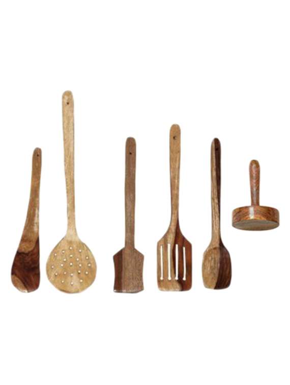 desi karigar wooden skimmers set of 5 + 1 masher