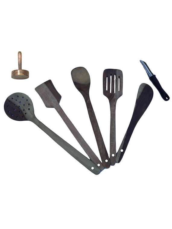 desi karigar wooden kitchen tool set of 7