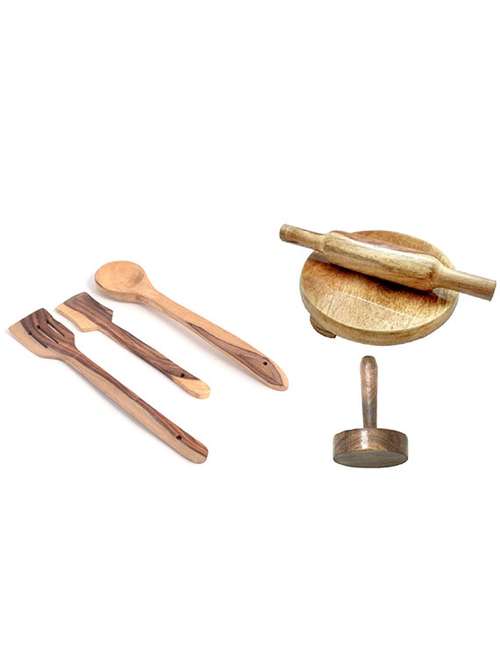 desi karigar wooden tools of kitchen (set of 6) - 12096684 - Standard Image - 0