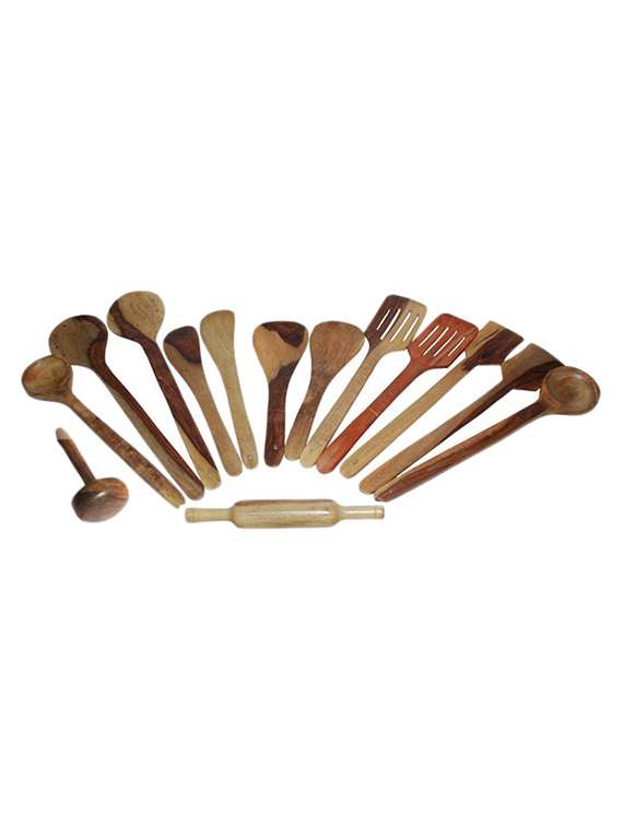 desi karigar wooden kitchen tools set of 14