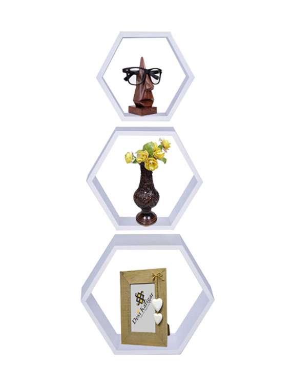  hexagon shape set of 3 wall shelves