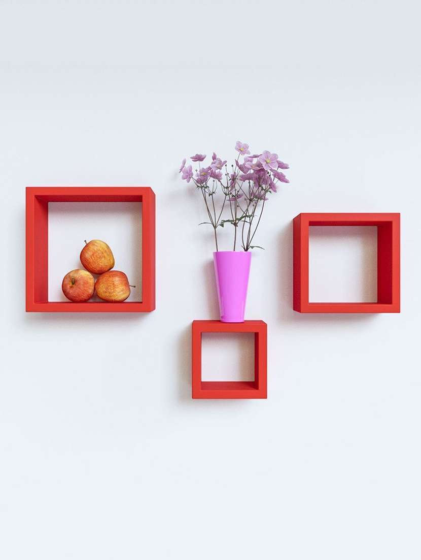  square shape set of 3 wall shelves 