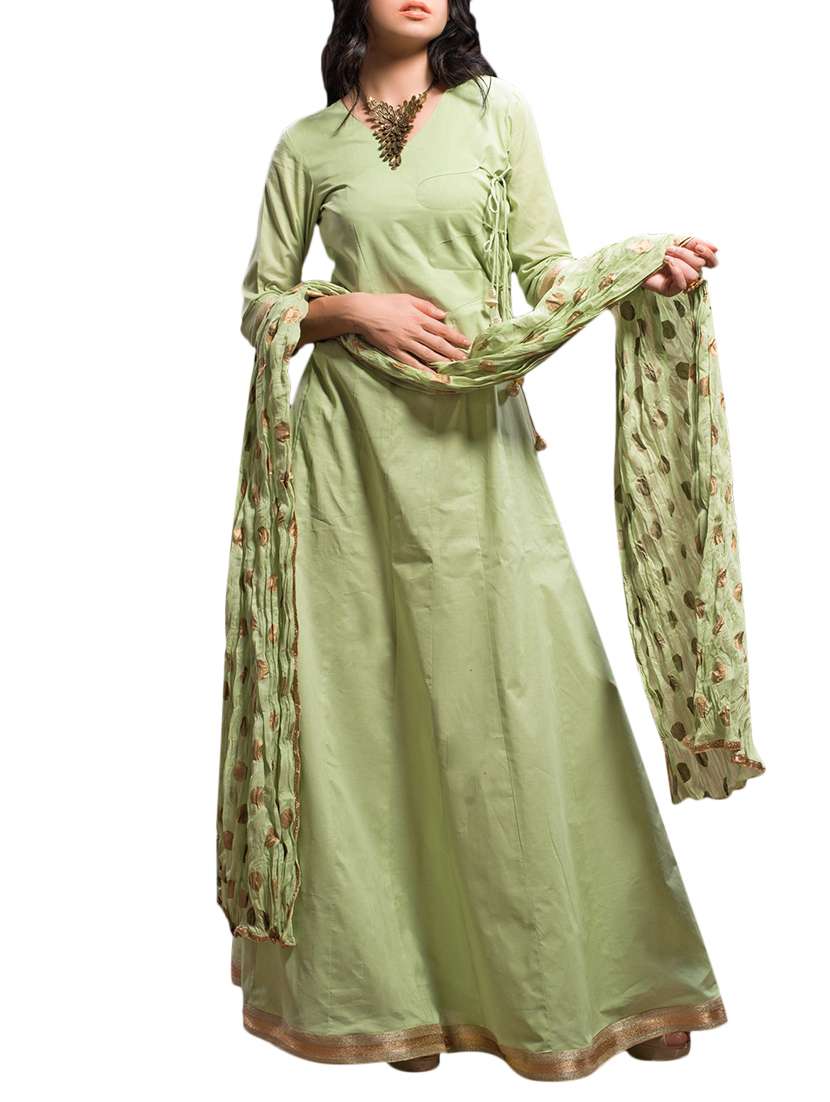 green anarkali stitched suit