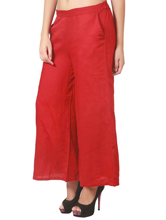red cotton palazzos - 12098251 -  Standard Image - 1