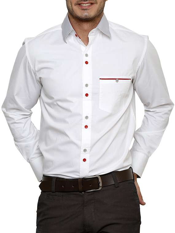 white solid casual shirt