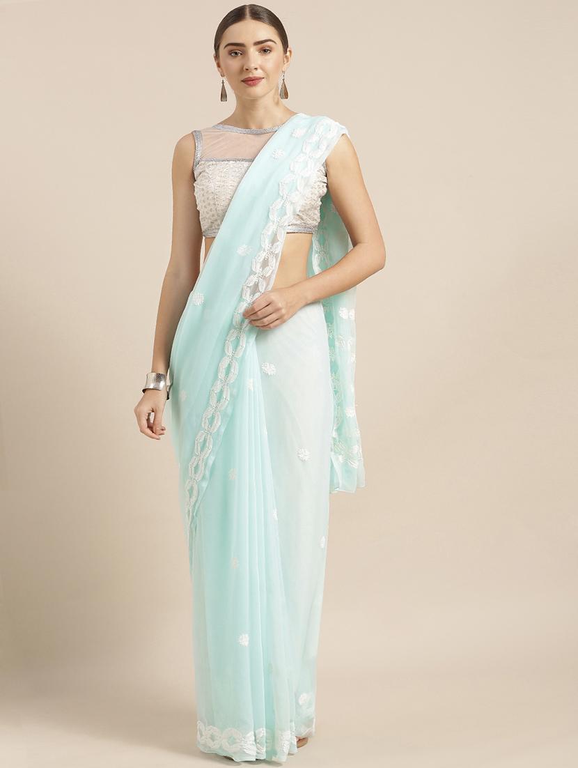 women's embroidered saree with blouse - 12101705 -  Zoom Image - 0