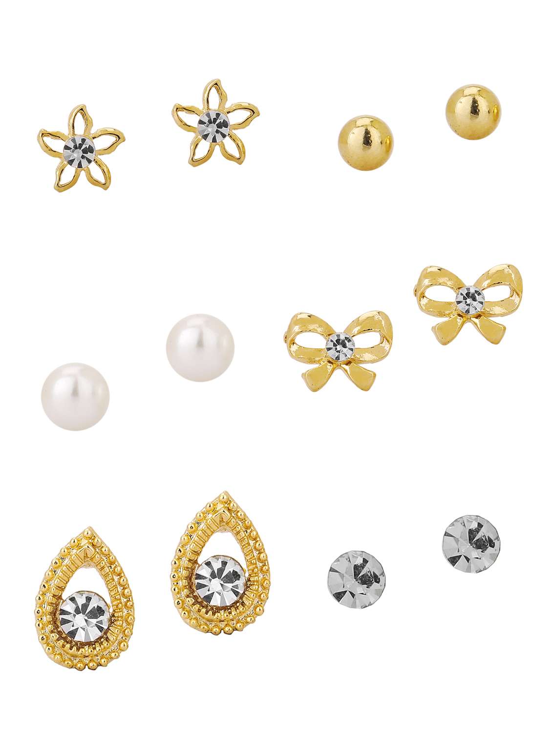 gold copper studs set of 6