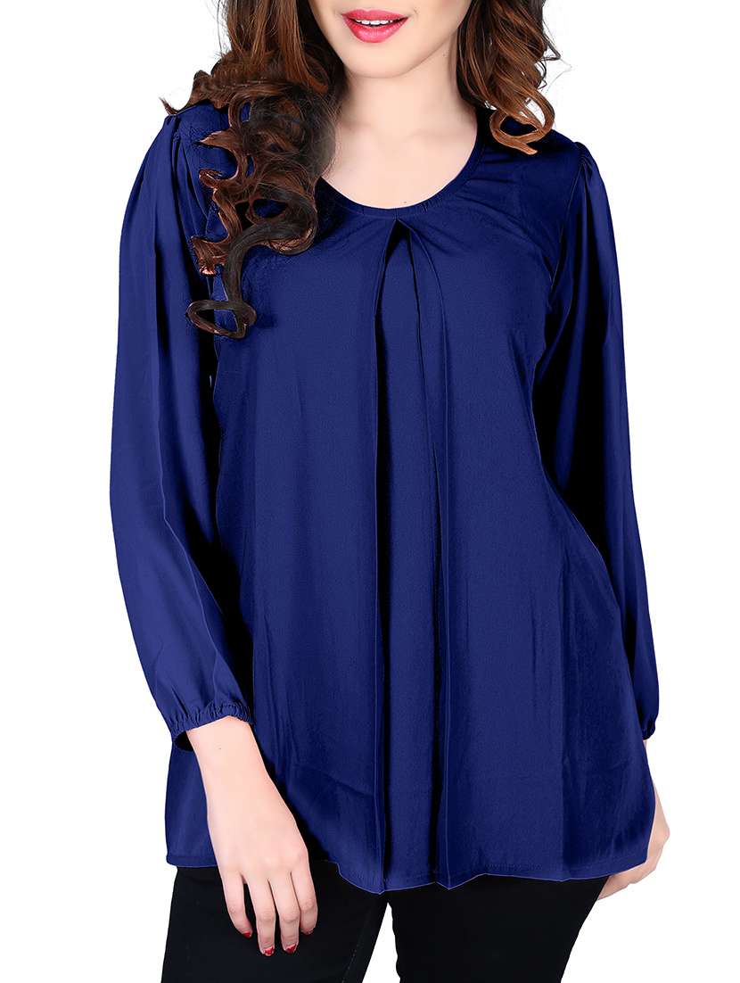 navy blue georgette regular top