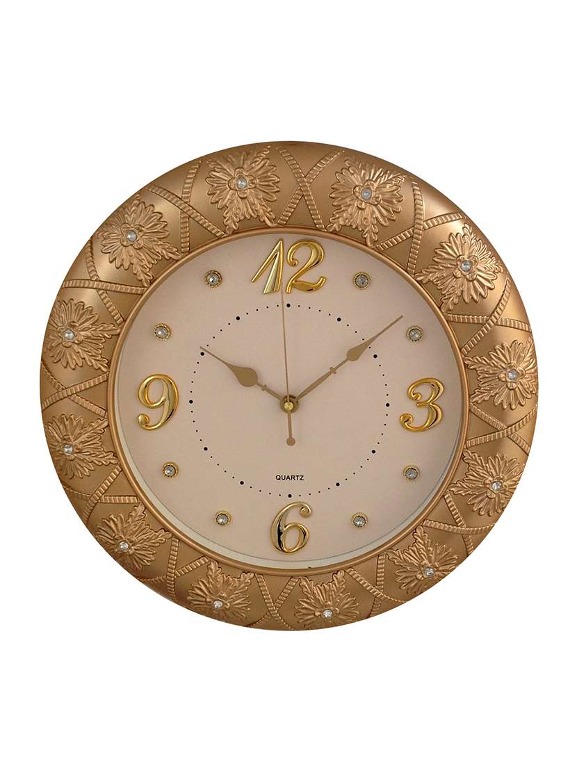 designer shape retro gold wall clock