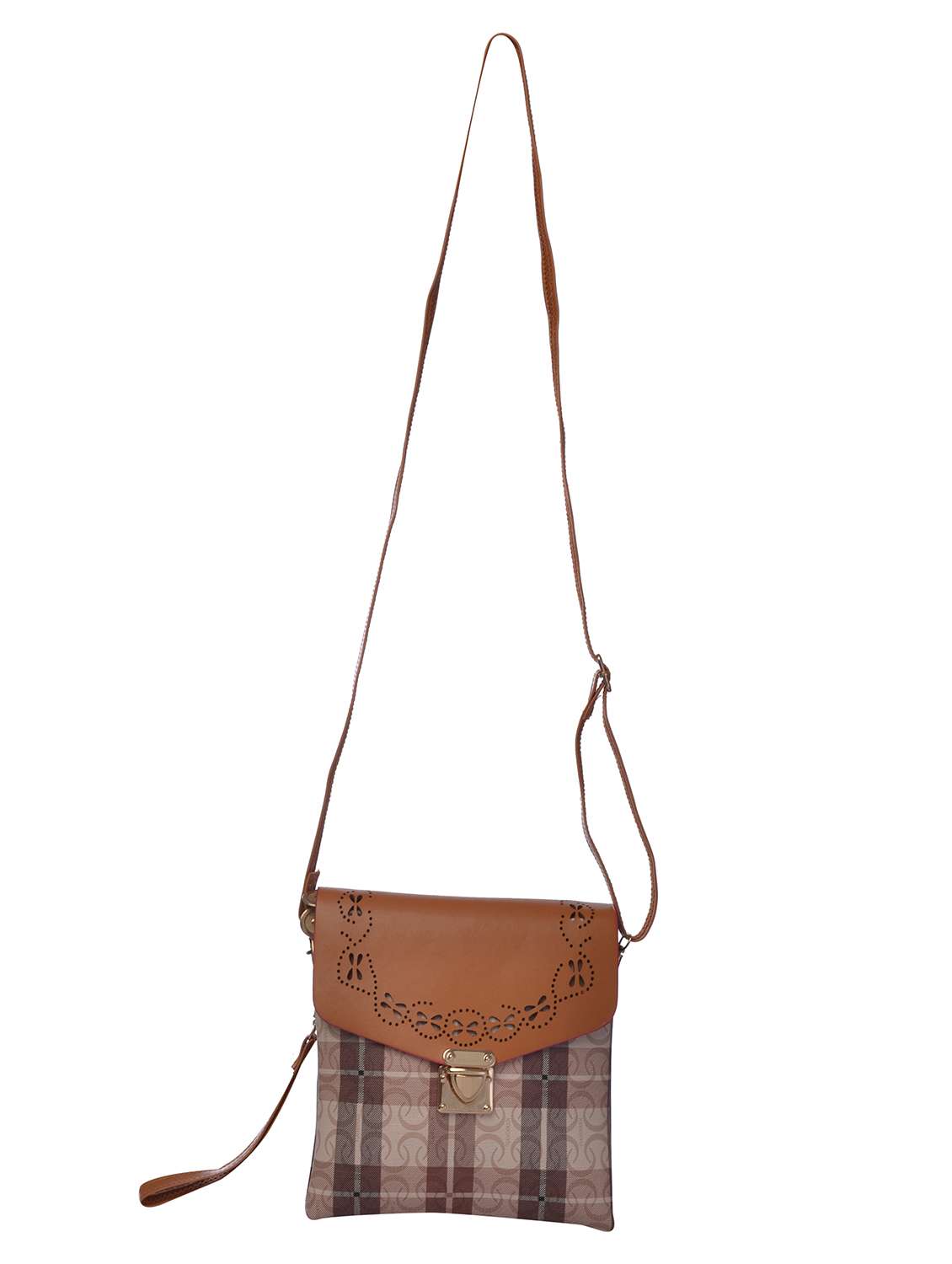 multi leatherette cutwork sling bag - 12106749 -  Standard Image - 4