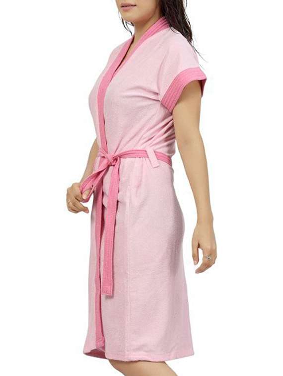 pink cotton bathrobe - 12107964 -  Standard Image - 1