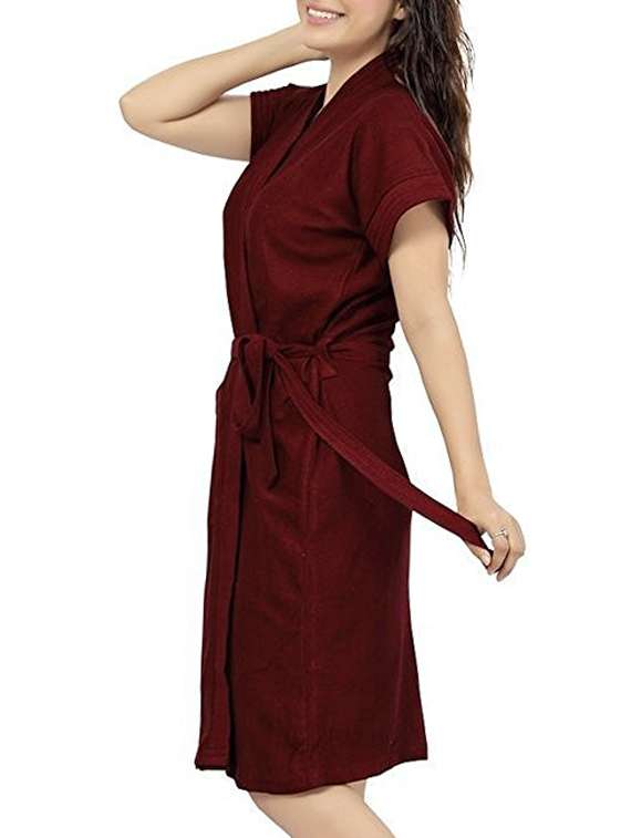 red cotton bathrobe - 12107977 - Standard Image - 1