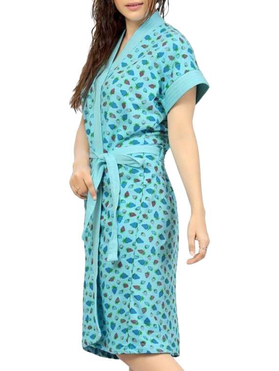 blue cotton bathrobe - 12107991 -  Standard Image - 1