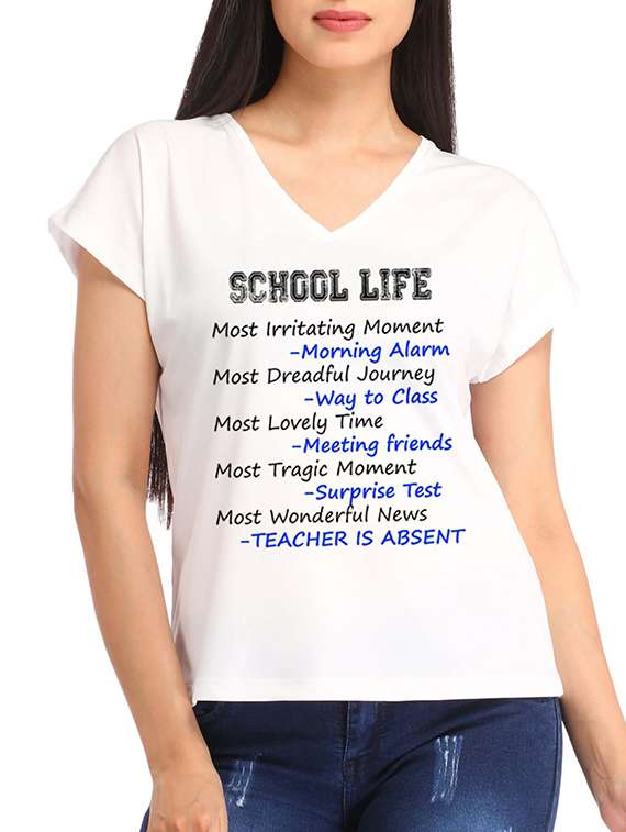 white printed cotton tee