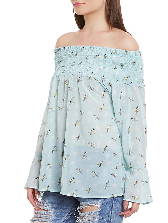 light blue printed georgette regular top - 12113513 - Standard Image - 1