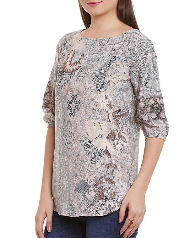 multicolored printed crepe regular top - 12113514 - Standard Image - 1